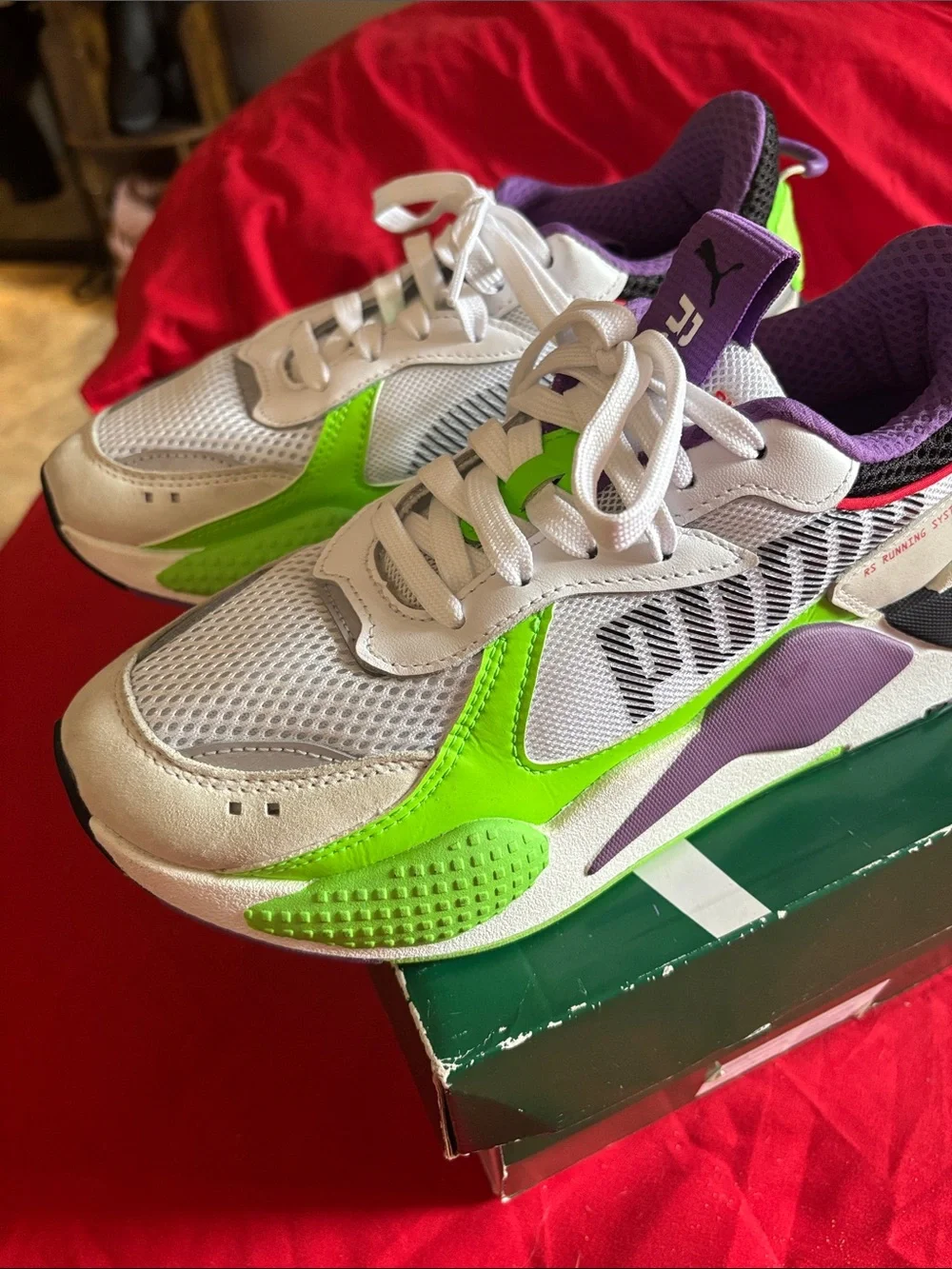 Puma White Purple and Lime men Athletic Sneakers 6 1/2 men